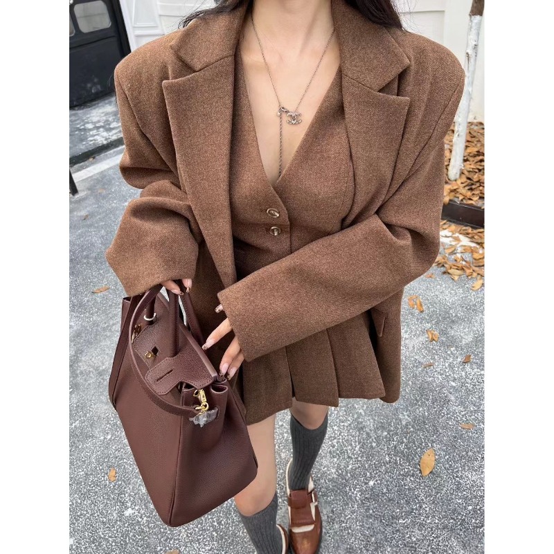 Winter Clothing Color - Shpmishal: Элитный осенний модный костюм-тройка (жакет,