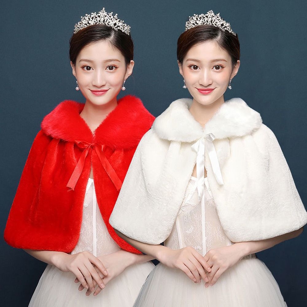 Winter Clothing Color - Белая женская зимняя утепленная плюшевая накидка-палантин