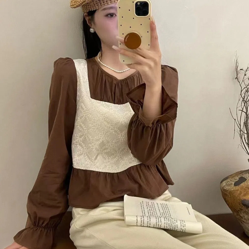 Winter Clothing In French - Рубашка в Корейском стиле Ins с