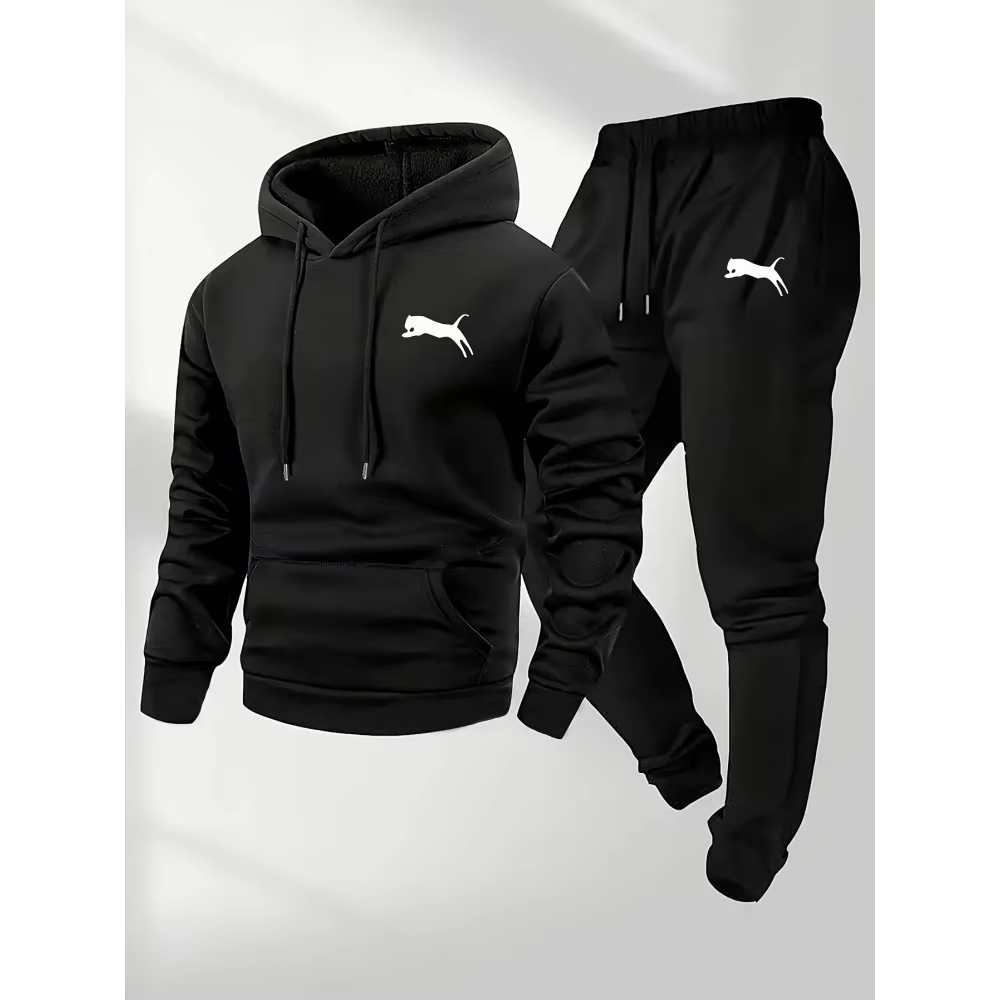 Fleece Hoodie Lined - Горячая новинка 2026: Мужской спортивный костюм-двойка